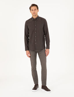 Kahverengi Slim Fit Uzun Kollu G_mlek