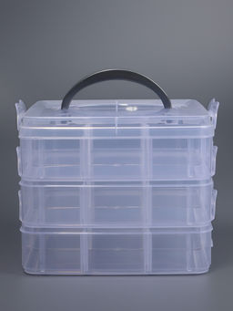 Органайзер для хранения мелочей, 18 ячеек, 15×16×12.5 см, с ручкой, прозрачный