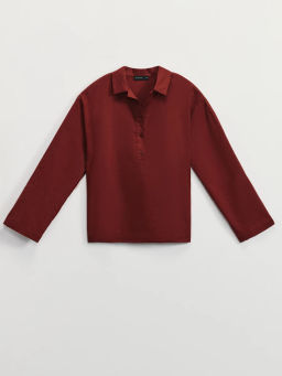 Рубашка свободного кроя из хлопка и льна / Zarina  фото 7