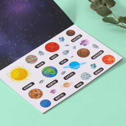 Наклейки в книжке «Космография», 3 фона, голография, 20.7×14.2 см