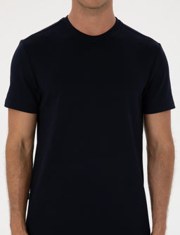 Lacivert Regular Fit Kal_n Dokulu Bisiklet Yaka Basic Ti__rt - Pierre cardin фото 6