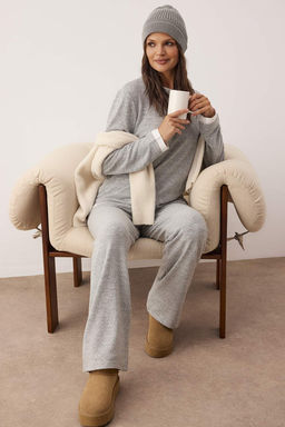 Bej Melanj Cift Katl? K?sl?k Yumos Orme Pijama Tak?m? THMAW26PT00154 - Trendyolmilla фото 7