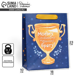 Пакет ламинированный вертикальный Брату, MS 18 23 10 см - Дарите счастье фото 12