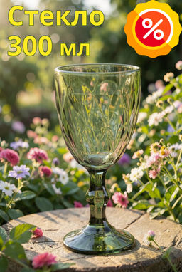 Бокал-кубок для вина, 300 мл, стекло, зеленый, Diamond color