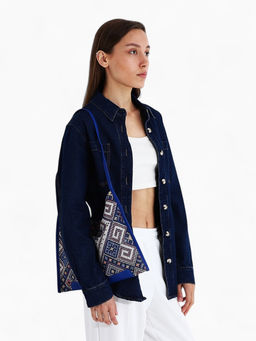 Сумка - шоппер женская на магните, 35×6×29 см, синяя