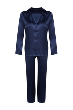 Lacivert Saten Gomlek-Pantolon Dokuma Pijama Tak?m? THMAW24PT00026 - Trendyolmilla фото 9