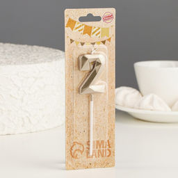 Цена за 3 шт. Свеча в торт на шпажке «Алмаз», цифра 2, шампань, 5×2.6 см