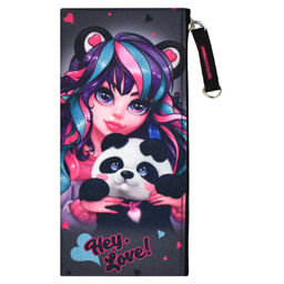 Пенал школьный Феникс+, арт.65282/ 30 ДЕВУШКА С ПАНДОЙ (без наполнения, 19.5х9 см, микрофибра на ПВХ
