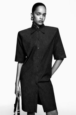 VESTIDO CAMISERO HOMBRERAS WILLY CHAVARRIA X ZARA / Negro  фото 2