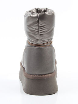 04-WA003-3M GRAY/BRONZE Ботинки зимние женские (натуральная кожа, курточная ткань, 100% шерсть)