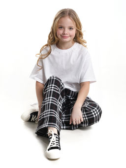 Брюки палаццо спортивные штаны для девочки одежда в клетку UD 7875(5161) кофе/беж клетка - Mini maxi фото 25