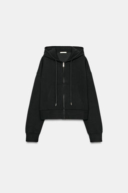SUDADERA INTERLOCK CAPUCHA / Negro - Zara фото 7