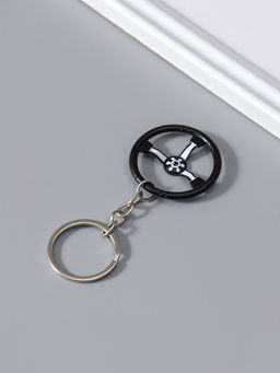Цена за 3 шт. Брелок для ключей на кольце Cartage «Руль», чёрный с белым, 4×4×0.3 см