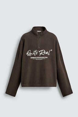PRINTED QUARTER-ZIP SWEATSHIRT - Zara фото 7