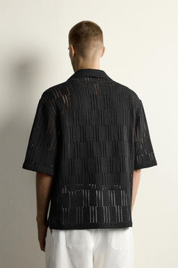 CAMISA RELAXED FIT ESTRUCTURA CALADA / Negro - Zara фото 3