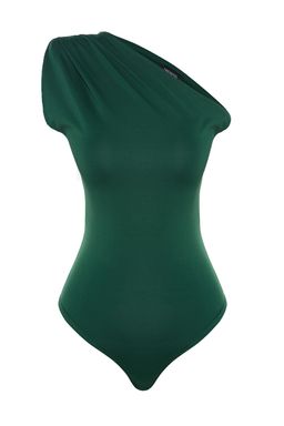 Petrol Asimetrik Yaka Esnek C?tc?tl? Esnek Orme Body TWOSS22BD00014