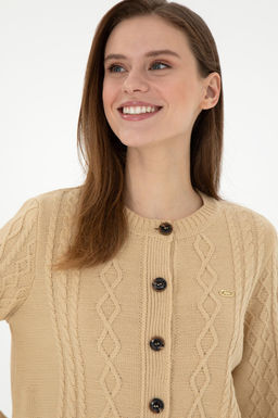 Женский трикотажный кардиган песочного цвета Неожиданная скидка в корзине - U.s. polo assn фото 2