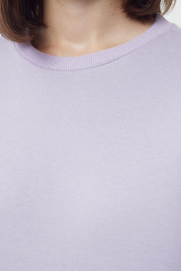 Lila Kal?n Ici Polarl? Regular/Normal Kal?p Bisiklet Yaka Basic Orme Sweatshirt TWOAW24SW00101