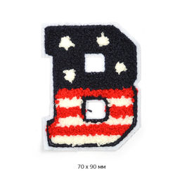 Аппликации пришивные махровые арт.ТВТ.ПРИШ.МАХР.26.05 B цв.син/красн/бел 10 шт 7х9 см