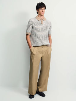 Вязаный джемпер поло с контрастным воротником / Zarina  фото 5