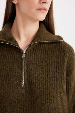 Свитер из ткани Selanik с полумолнией Relax Fit - Defacto фото 5