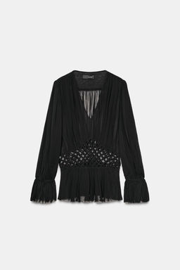 V-NECK MACRAM_ BLOUSE ZW COLLECTION - Zara фото 9