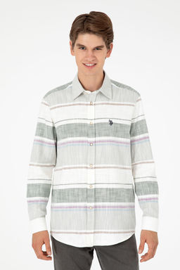 Мужская рубашка цвета хаки с длинным рукавом - U.s. polo assn фото 10