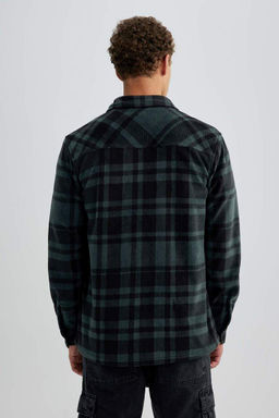Флисовая рубашка обычного кроя с длинным рукавом в клетку - Defacto фото 6
