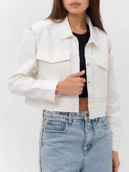 Рубашка женская укороченная с разрезами MIST: Denim, размер 42, белая