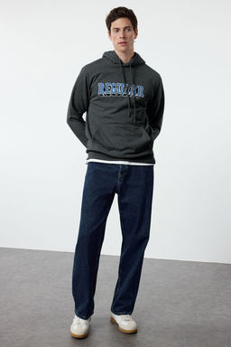 TRENDYOL MAN Kar Melanj Regular/Normal Kesim Kapusonlu Bask?l? Ici Polarl? Sweatshirt TMNAW25SW00063 - Trendyolmilla фото 2