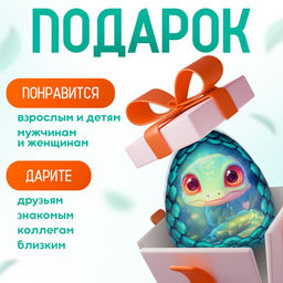 Мягкая игрушка-подушка Яйцо-змея, зелёная, 16 см - POMPOSHKI фото 3