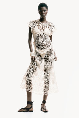 Vestido efecto crochet con manga circular - H&m фото 2
