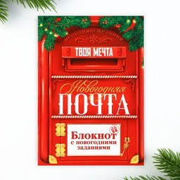 Подарочный набор новогодний, блокнот, карандаши простые 2 шт., восковые мелки «Новогодняя посылка»