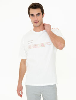 Ekru Comfort Fit Bisiklet Yaka Ti__rt