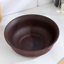 Тарелка глубокая «Вьюнок», 550 мл, 16×5 см, красная глина