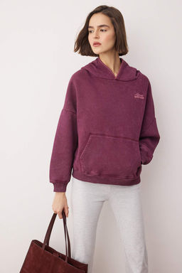 Murdum Dikis Detayl? Kapusonlu Y?kamal?/Eskitme Efektli Ici Polarl? Orme Sweatshirt TWOAW26SW00081 - Trendyolmilla фото 3