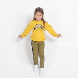 CRB wear/CWKG 70111-30-290 Брюки для девочки, желтый-черный/Ex.Cherubino  фото 3