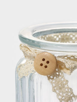 Банка для сыпучих Доляна «Ёжик в золотом», 230 мл, 7.8×15 см, с керамической крышкой, стекло, прозрачная