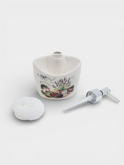 Дозатор для моющего средства с подставкой для губки Доляна «Лаванда», 260 мл