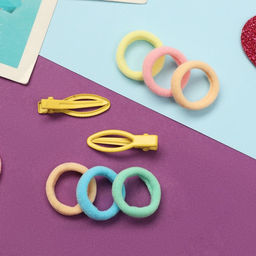 Цена за 6 шт. Набор для волос «Карамель», 10 резинок 1.5 см, 2 зажима 3 см, рыбка, жёлтый