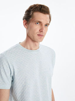 Bisiklet Yaka Merserize Bask?l? Erkek Ti??rt