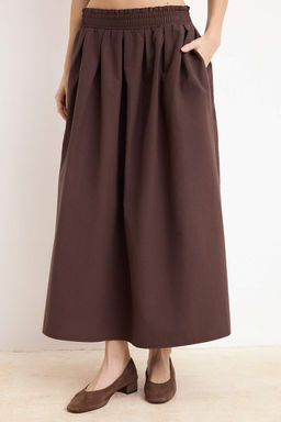 Koyu Kahverengi Klos Midi Etek TWOSS25ET00017