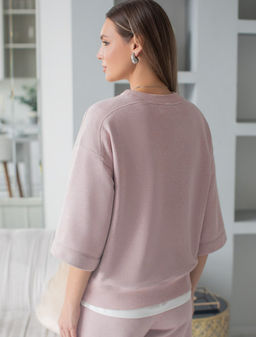 Свитшот свободный из петельчатого футера двухнитки с эластаном - Vilatte фото 3