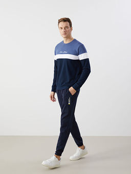 Bisiklet Yaka Uzun Kollu Renk Bloklu Erkek Kal?n Kal?n Sweatshirt