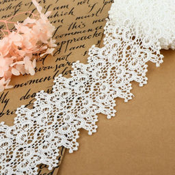 Кружево гипюровое, 80 мм, 6.8±0.5 м, цвет белый