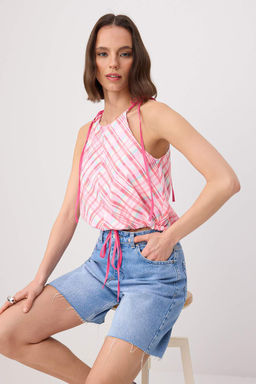 Pembe Geometrik Desen B_zg_ Detayl_ Dokuma Bluz TWOSS26BZ00771 - Trendyolmilla фото 2