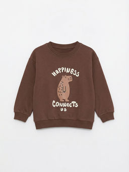 Bask?l? Erkek Bebek Sweatshirt