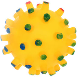 Цена за 6 шт. Игрушка - мячик для собак средних и мелких пород "ЗУБОЧИСТКА", цвет жёлтый, с пищалкой, d-6,5см (лейбл)