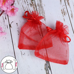 Цена за 100 шт. Мешочек подарочный, 7 х 9, цвет красный