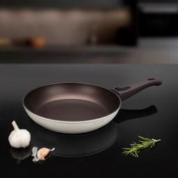 Сковорода с антипригарным покрытием д28см Hygge, h5,3см, s3,3мм, дно д22,7см, s3,8мм, кованый алюминий, съемная бакелитовая ручка с покрытием soft-touch, молочный/коричневый, TalleR (Китай) Подходит для всех видов плит, включая индукционную. - Домашняя мода фото 9